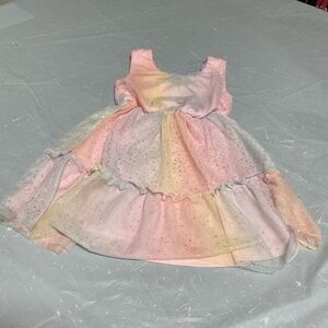 Girls Pastel Rainbow Dot Tulle Dress
